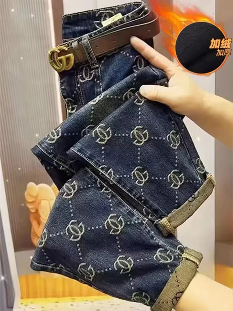 Jeans for women spring autumn new high waist loose fit slim pants trend 2024 New - Lootquake