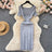 Green 2024 Sexy Summer Knit Short Sleeve Dress Women Squar Collar Waist Bodycon Sundress Female Beach  Backless Long Dress - Lootquake