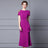 Long Dress Summer 2022 new purple nail drill elegant temperament close waist fish tail evening dress - Lootquake