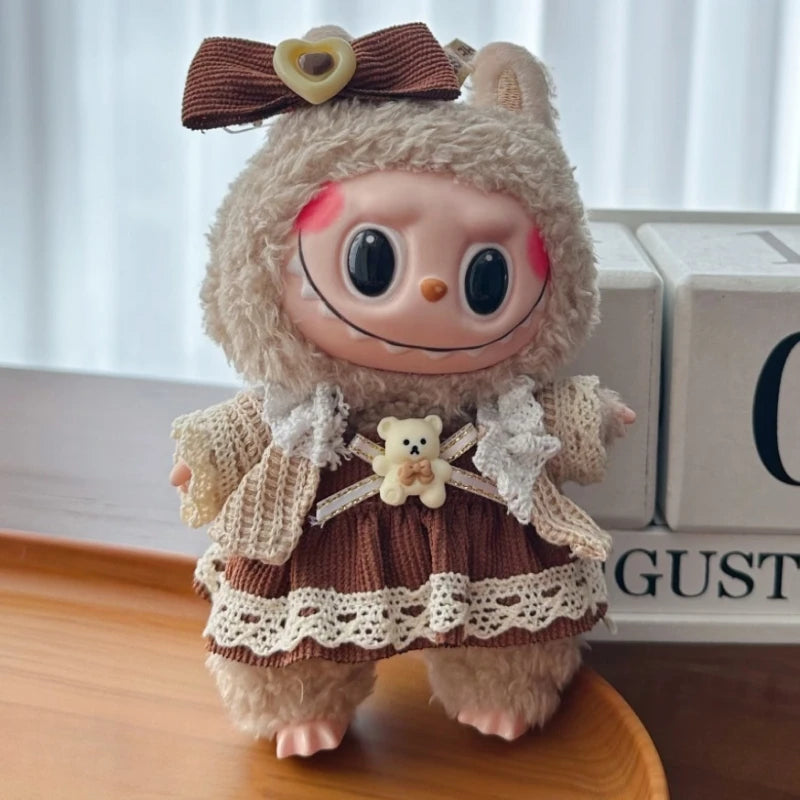 Jolie veste pour poupée Labubu de 17 cm, mini-poupée, vêtements, accessoires, sweat-shirt, jupe, salopette, jouets pour enfants, cadeau d'anniversaire