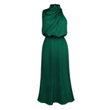 Summer High-End Silk Satin Sleeveless Long Dress Women Fashion Elegant Celebrity Dresses Evening Dress Party Clothes Ladies - Lootquake