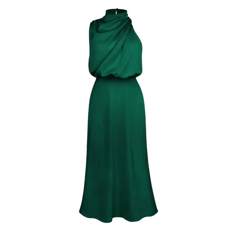 Summer High-End Silk Satin Sleeveless Long Dress Women Fashion Elegant Celebrity Dresses Evening Dress Party Clothes Ladies - Lootquake