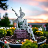 Flower Fairy Sculpture Garden Landscaping Yard Art Ornament Resin Turek Sitting Statue Outdoor Angel Figurines Craft Decoration