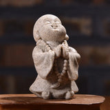 Smile Baby Monk Statue Buddha Sculpture Meditation Sitting Buddha Thailand Fengshui Buddha Figurines for Decor Nature Sandstone