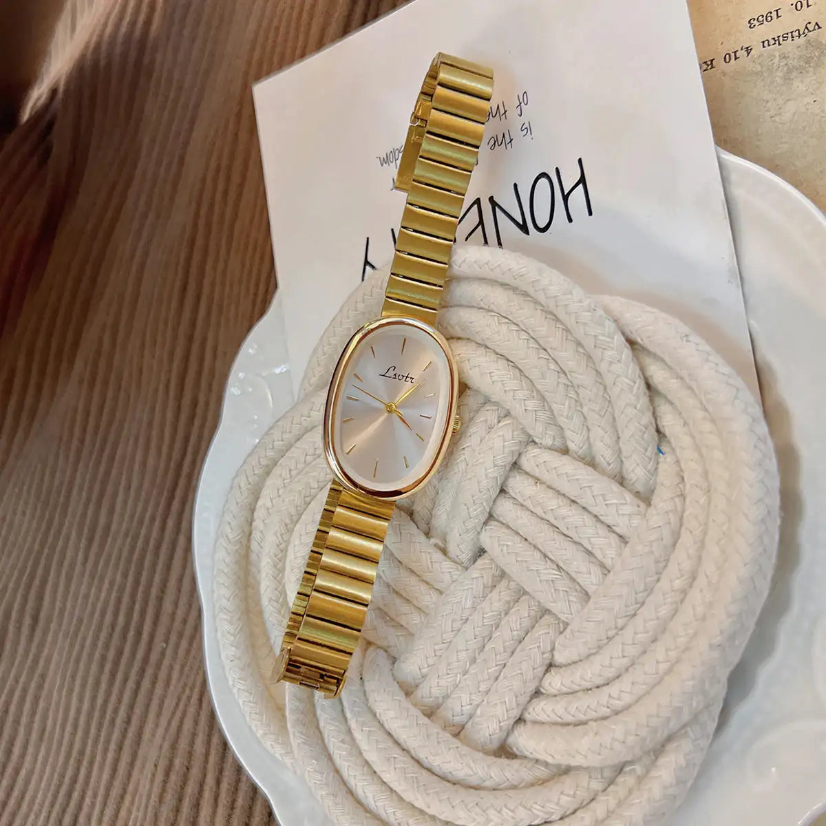 1pc New Fashionable Women's Watch With Gold Bracelet, Vintage & Luxury Ins Style, Elegant & Versatile Quartz Watch ladies watch - Lootquake
