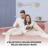 Herdio 2PCS 4 Inch Ceiling Bluetooth Speaker Kit Water Resistant 160W Marine Speakers For Bathroom Kitchen Home Outdoor Camper