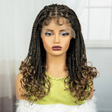 360° Full Lace Knotless Braids Wig with Wavy Ends | Baby Hair