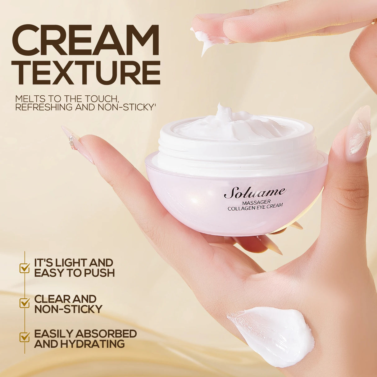Collagen Massage Eye Cream - Hydrating & Firming Eye Contour, Gentle Care for Eye Area, Lightweight Gel Texture for Smooth Skin