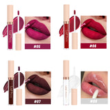 8 piezas de lápiz labial líquido mate, brillo de labios - resistente al agua, antiadherente, brillo de labios de larga duración, tonos marrón, rosa, morado y rojo, adecuado para el Día de San Valentín, diario, fiestas, viajes