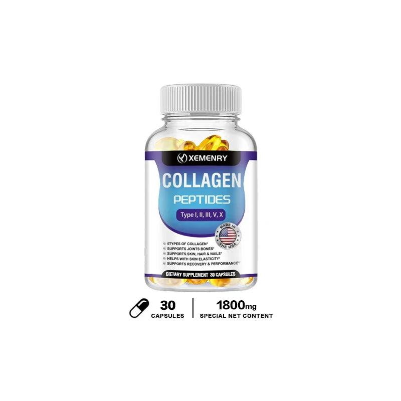 Cápsulas de péptidos de colágeno: fortalecen el cabello, la piel, las uñas, los huesos y las articulaciones.