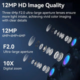 Cámara WiFi para exteriores 6K de 12 MP, tres pantallas, tres lentes, zoom 10X, PTZ, seguimiento automático, alarma visual audible, cámara de seguridad