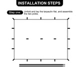 4x4m 4x3m 3x3m 19 Hang Points Tent Tarp Survival Sun Shelter Shade Canopy Outdoor Backpacking Waterproof Camping Awning SunShade