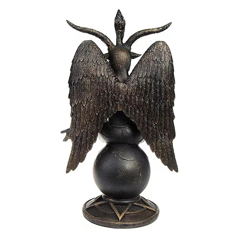 Horned God Baphomet, Sabbatic Goat Statue; Mendes Divine Goat Idol; Satanic Church Resin Figurine