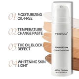 Color Changing Foundation BB Cream,Hydrating Oil Control Foundation with Color-Changing Effect,Lightweight Matte Finish Makeup