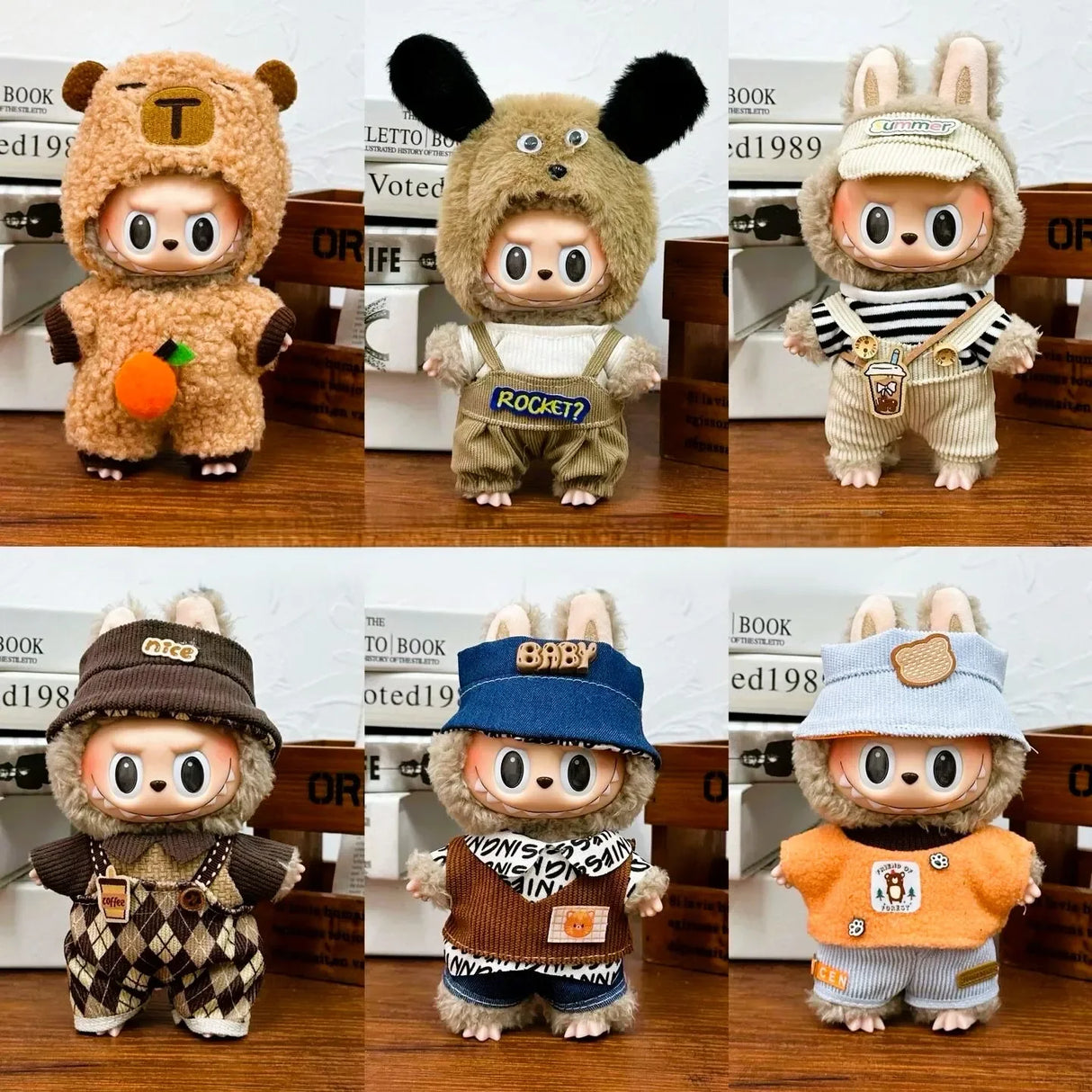 Peluche Labubu V1 V2 V3 de 17 cm, ensemble de vêtements de styles multiples, accessoires de tenue Labubu, vêtements de jeu tendance, vêtements Labubu