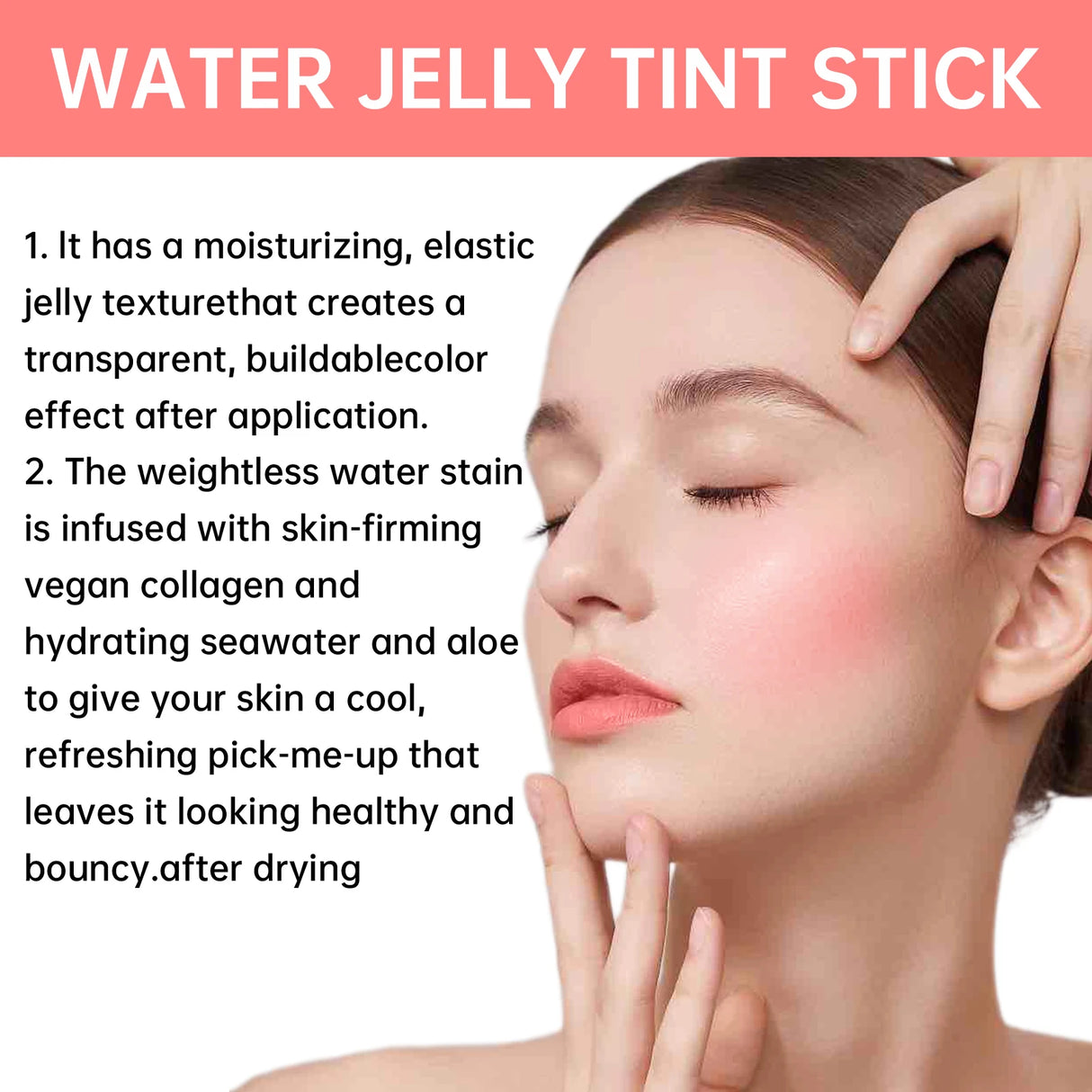 3-in-1 Powder Blusher Moisturized Blusher Stick  Beauty Makeup Long Lasting Brighten Matte Facial Contour Rouge Lipstick Sticker