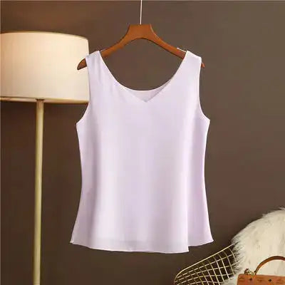 Original New Arrival 2024 Summer Fashion Brand Sleeveless Top Women's Chiffon Shirt Loose Plus Size Show Clothing Shirt Blouse - Lootquake