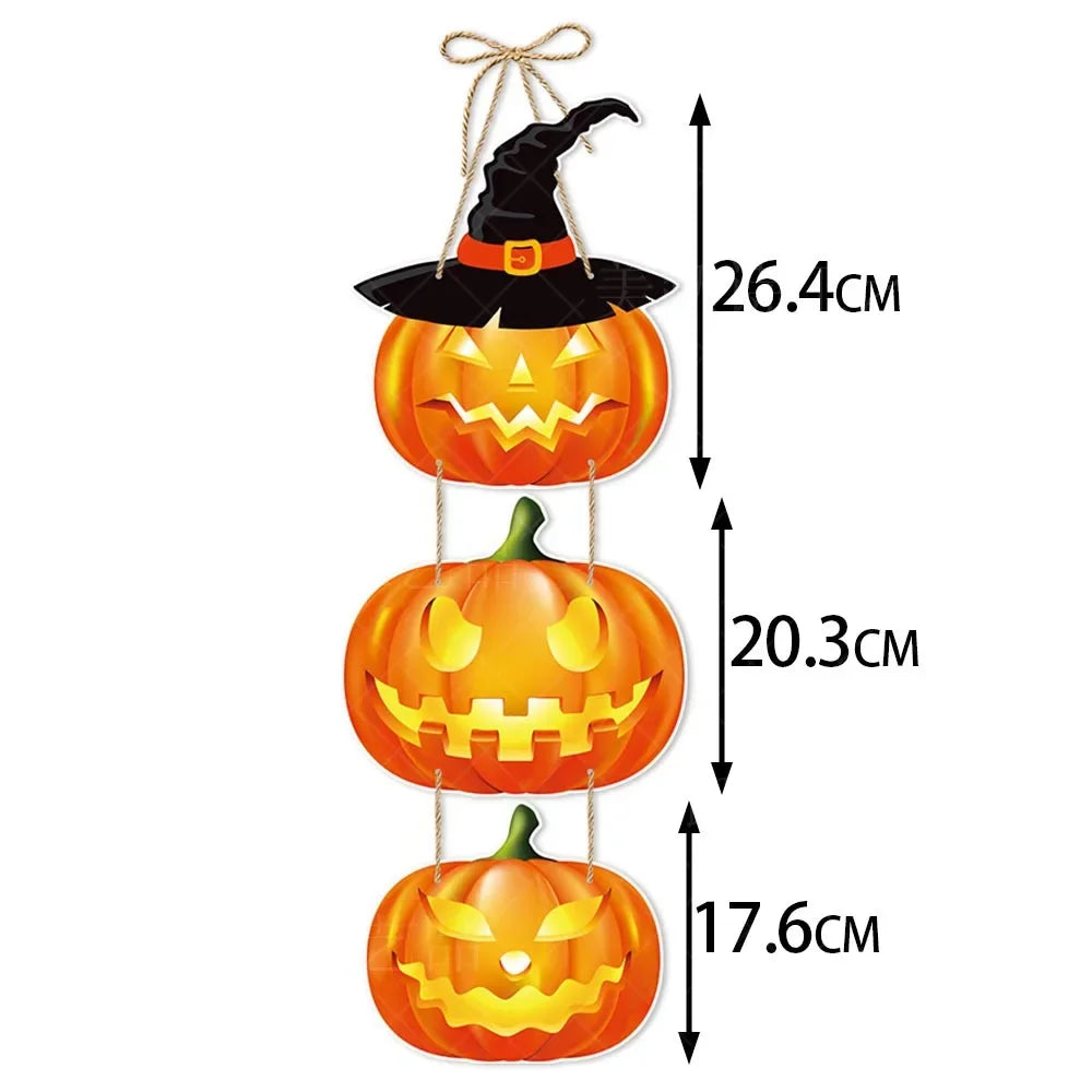 7PCS/set Halloween Party Decors Pumpkin Ghost Bat Door Hanging Pendents Happy Festival  Decorations for Home