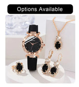 Womens Watches 5Pcs Set Luxury Rhinestone Women Fashion Elegant Wristwatch Quartz Watch For Girl WristWatch Bracelet Gift - Lootquake