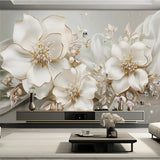 Custom Large Size Modern Wallpaper 3D Embossed Flowers Jewelry Mural Paper TV Background Wall Living Room Decor Home Improvement