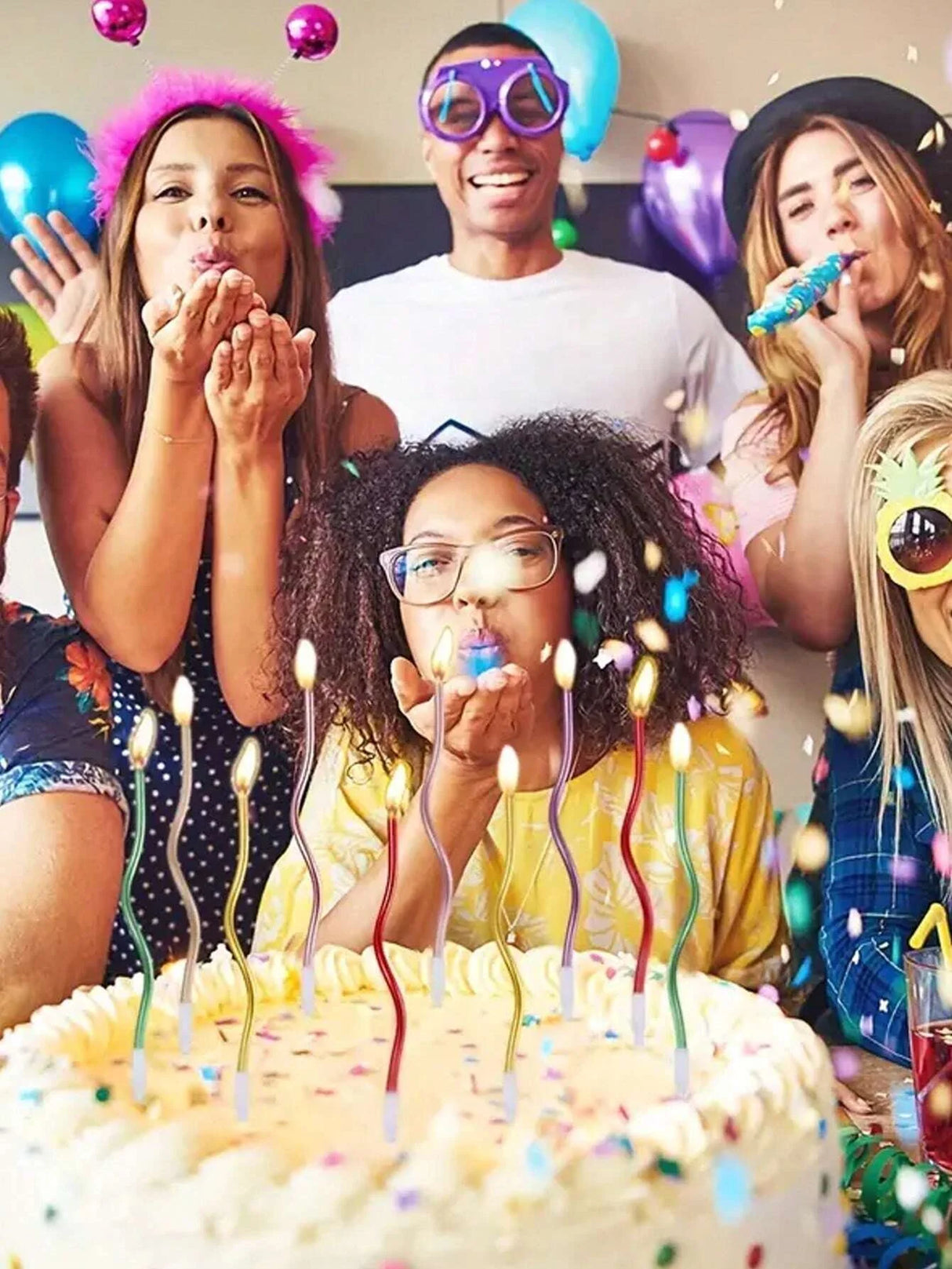 Lot de 6 bougies incurvées pour gâteau, anniversaire, baby shower, révélation du sexe du bébé, décoration de cupcakes, décoration de fête de mariage