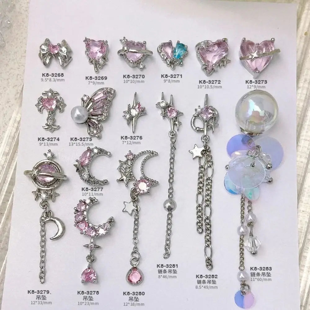 Light Luxury Charms Luxury Nails DIY Nail Charms Japanese Style Pink Jewel Nails Decor Manicure Ornaments Alloy
