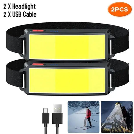 Powerful COB Headlamp Built in Battery Type-c Rechargeable Head Flashlight Outdoor Camping Fishing Waterproof Headlight - Lootquake