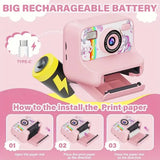 Cartoon Instant Print Camera for Kids 2.4 Inch HD Digital Camera With 32G for Boys Girls Birthday Christmas Gfits