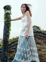 FSLE White Lace Splicing Suspender Summer Long Dress For Female 2024 New Unique Design Influencer Niche Women Top 24FS12296 - Lootquake
