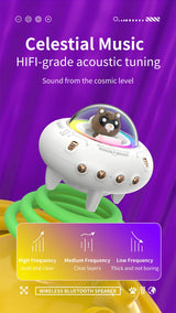 Mini haut-parleur portable Bluetooth avec éclairage LED RGB, design OVNI, vaisseau spatial, haut-parleur sans fil, idéal comme cadeau, compatible TF