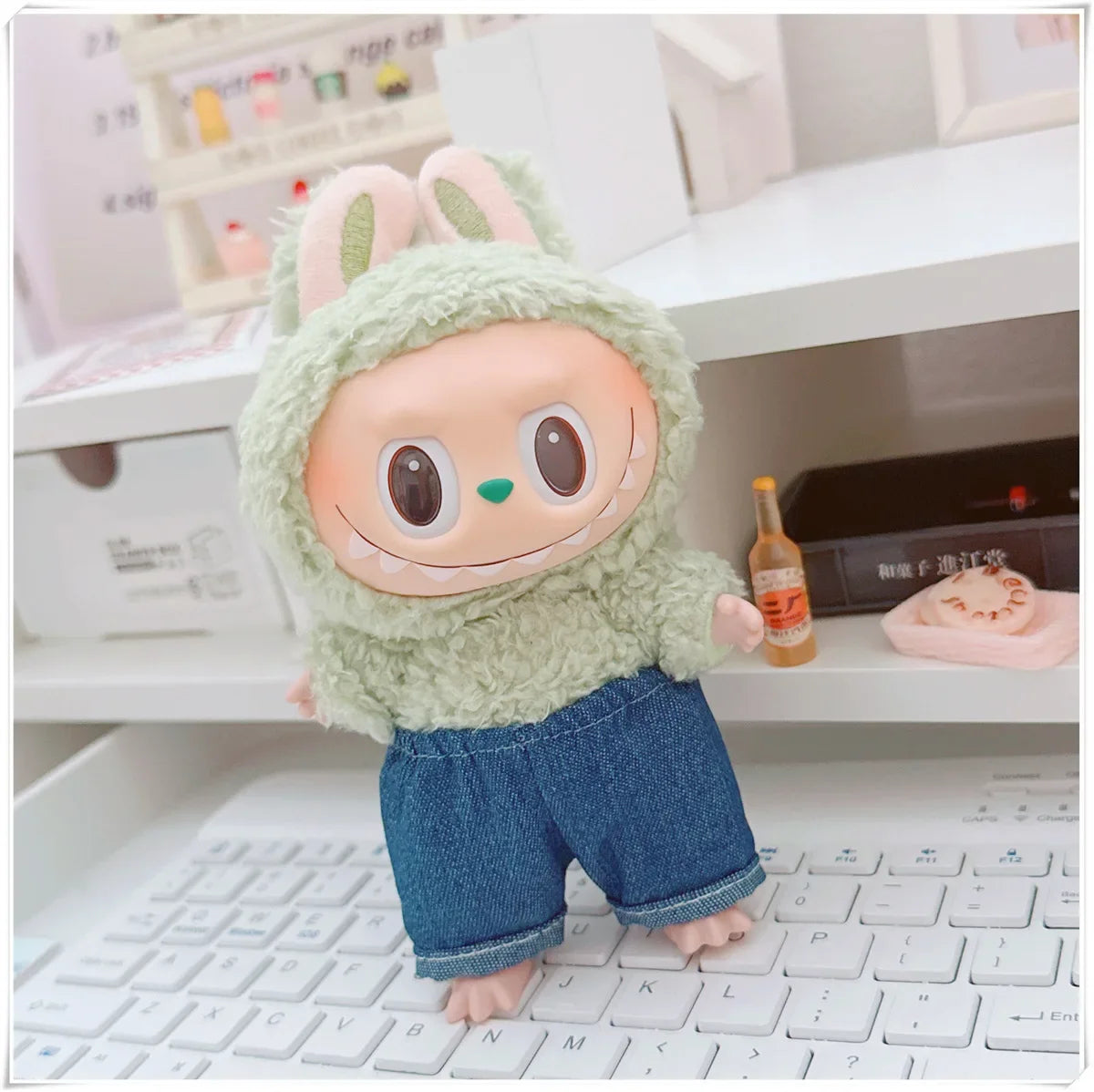 Vêtements de poupée Labubu, ensemble sweat à capuche et pantalon tendance, accessoires pour poupées Labubu Idol V1 V2, peluche universelle de 15/17 cm