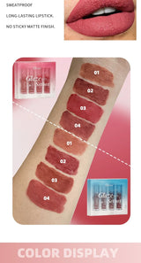 4 PCS Lipstick Set Moisturizing Breathable Glossy Non-Sticky Long-Lasting Full-Look Lips Light Durable Lip Gloss