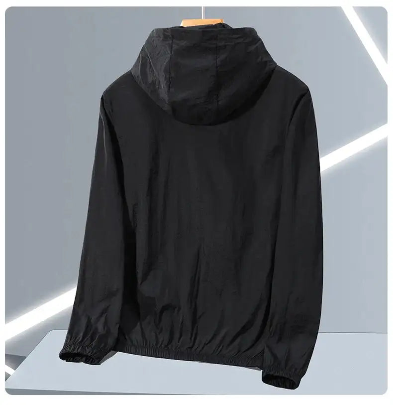 2023 Summer Men's Windbreaker Big Size Sun Protection Clothing Korean Style Ultra-thin Streetwear Zipper Hooded Jackets Man - Lootquake