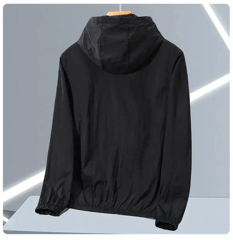 2023 Summer Men's Windbreaker Big Size Sun Protection Clothing Korean Style Ultra-thin Streetwear Zipper Hooded Jackets Man - Lootquake