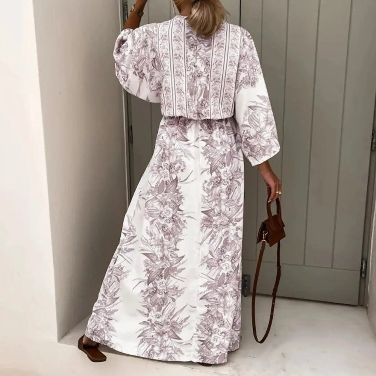 2025 Boho Print Half Sleeve Long Dress Women Fashion Japanese Kimono Lace-Up Robe Summer Sundress Holiday Beach Dress Vestidos - Lootquake