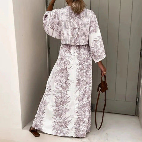 2025 Boho Print Half Sleeve Long Dress Women Fashion Japanese Kimono Lace-Up Robe Summer Sundress Holiday Beach Dress Vestidos - Lootquake