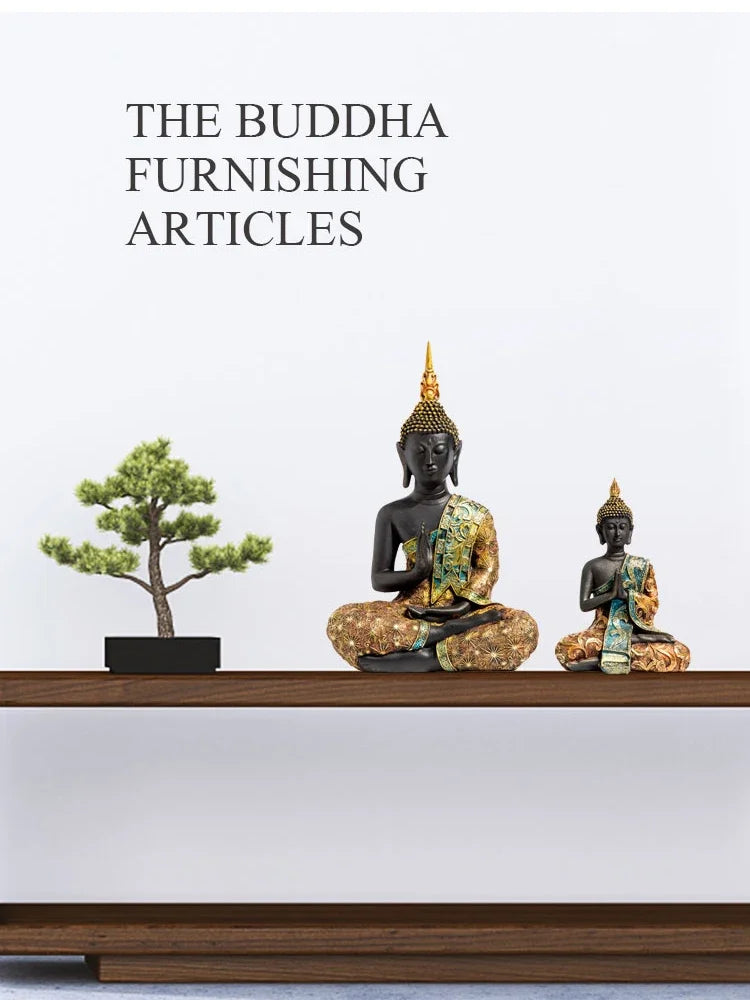 Estatua grande de Buda de Tailandia, escultura de Buda de resina verde hecha a mano, budismo hindú, fengshui, figura de meditación, decoración del hogar