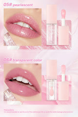 Pearlescent Pink Glitter Lip Oil Lustrous Color Changing Lip Gloss Moisturizing Makeup Lip Balm Mirror Glass Lip Glaze Cosmetics