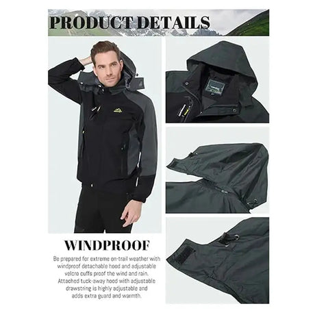 Men Autumn Jacket Camping Hiking Trekking Windbreaker Waterproof With Hood Spring Outdoor Sports Travel Climbing Coats - Lootquake