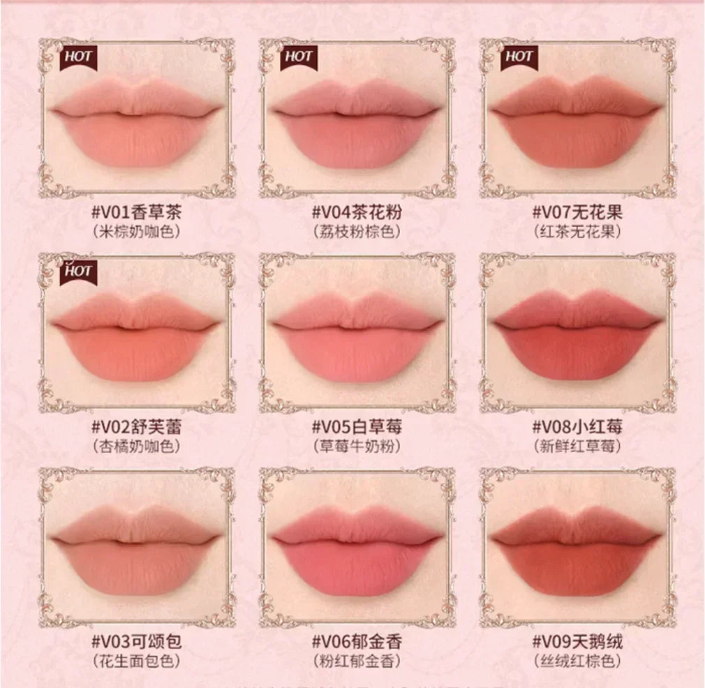 Crema labial Flower Knows Strawberry Cupid Cake, barra de labios hidratante mate, maquillaje de labios suave y sedoso, cosméticos profesionales.