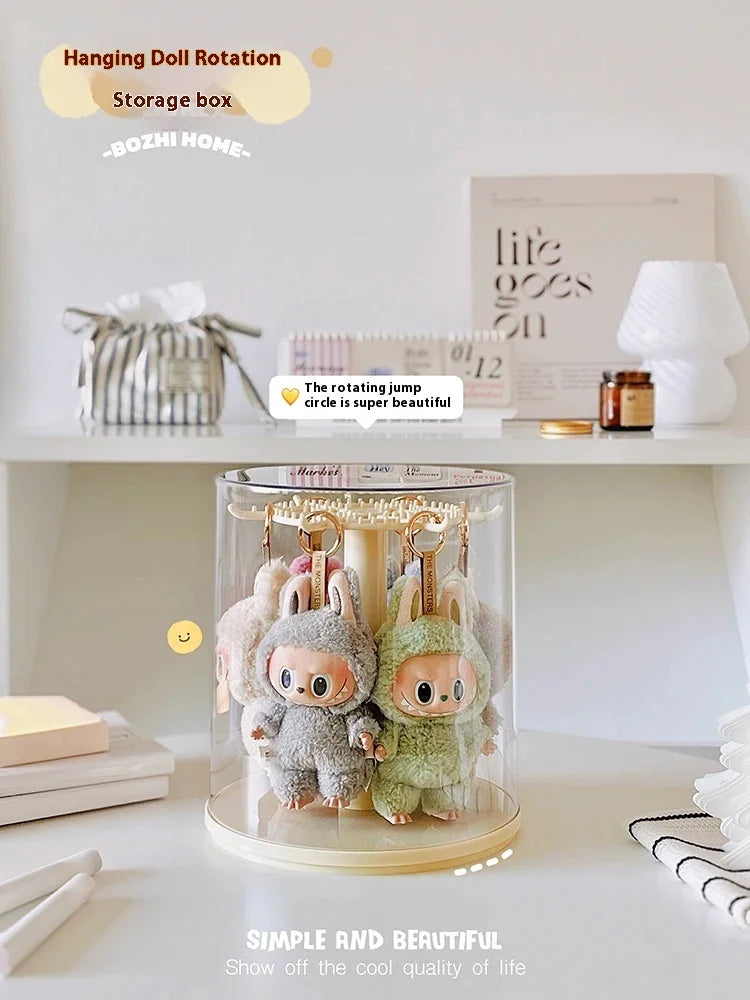 Labubu Pendant Display Box Rotating Transparent Labubu Doll Handmade Storage Display Stand Decorat Ornaments Collection Gifts