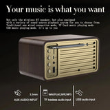 Enceinte Bluetooth nostalgique, son Bluetooth, enceinte classique rétro, radio rétro, sans fil, Bluetooth 5.0, caisson de basses portable en bois