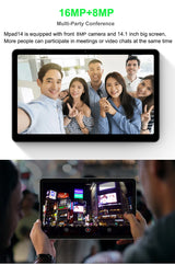 Tablette 14,1 pouces, version mondiale, non ouverte, Android 2025, 12 Go + 256 Go, 1920 x 1080, appels 4G, Wi-Fi 5G, 10 000 mAh