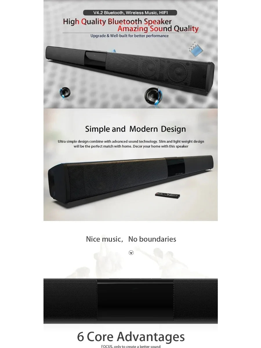 Potente altavoz inalámbrico Bluetooth para cine en casa, ordenador, TV, coche, caja de sonido, barra de sonido, graves potentes, subwoofer, radio, caja de sonido