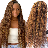 Bohemian Box Braids Full Lace Wig - Blonde Goddess Locs Curly Braided Wig for Black Women