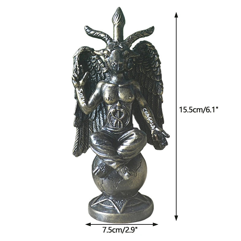 Horned God Baphomet, Sabbatic Goat Statue; Mendes Divine Goat Idol; Satanic Church Resin Figurine