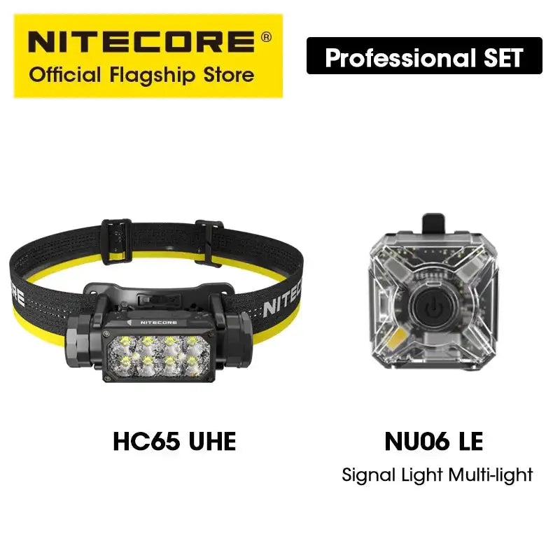 Linterna frontal LED NITECORE HC65 UHE de 2000 lúmenes, recargable por USB-C, 8 núcleos, haz doble, batería de iones de litio 18650 de 4000 mAh