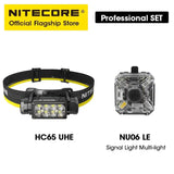 Linterna frontal LED NITECORE HC65 UHE de 2000 lúmenes, recargable por USB-C, 8 núcleos, haz doble, batería de iones de litio 18650 de 4000 mAh