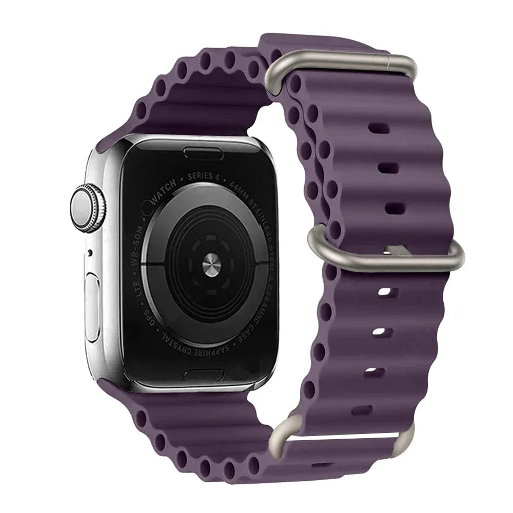 Silicone Strap For watch band 44mm 40mm 49mm 45mm 41mm 38mm accessorie correa bracelet iWatch Ultra 2 series 7 6 5 se 8 9 - Lootquake