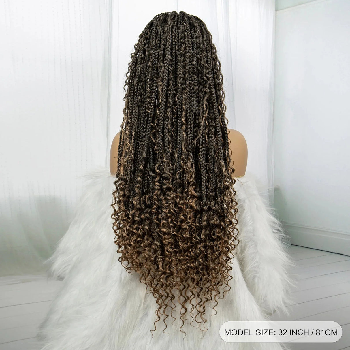 32" Boho Knotless Box Braids Wig | Lace Front | Baby Hair | Black Women